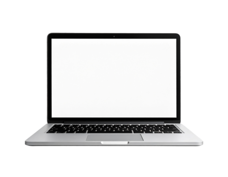 Laptop mockup with blank screen for website and app presentation on transparent background