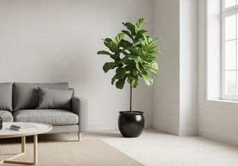 Fiddle Leaf Fig Tree in Modern Living Room