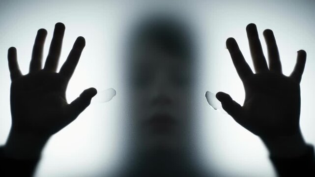 Eerie Silhouette Behind Glass - A Haunting Visual Experience.