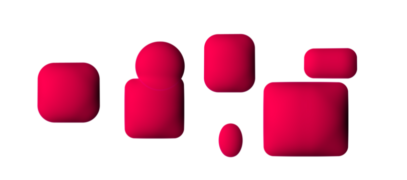 Red 3D geometric shapes on a white background