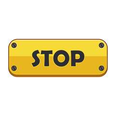 Yellow Metal Stop Button Icon with Screws