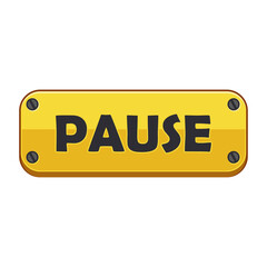 Yellow Metal Pause Button Icon with Screws