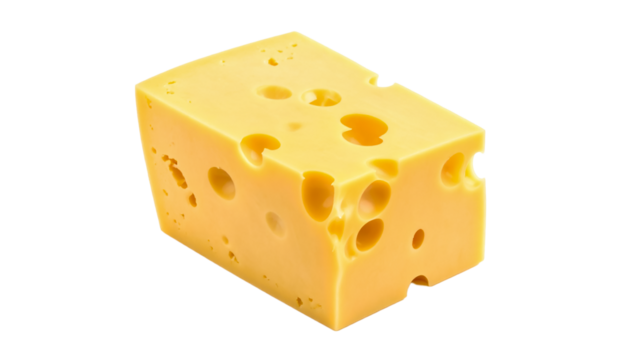 Cheese block emmental swiss dairy food cheddar yellow gourmet on transparent background