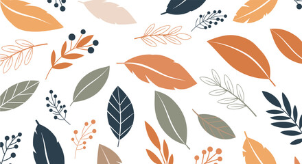 Elegant fall leaves and berries pattern creates a warm autumnal vibe, perfect for backgrounds, stationery, and seasonal designs that evoke cozy feelings