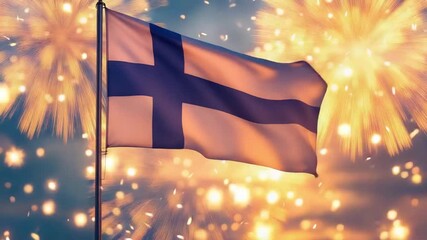 Celebrating Finnish Independence Day with Fireworks Display.