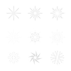 Abstract Starburst and Snowflake Symbol Set – Geometric Light Burst Collection