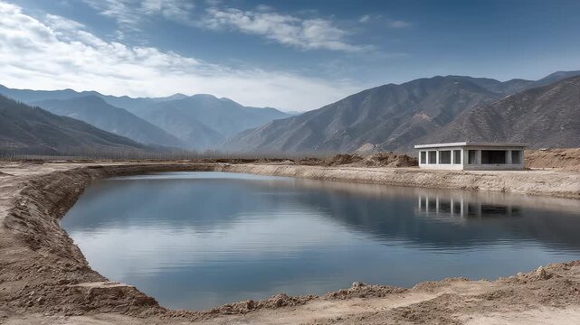 The tranquil and magnificent site of water conservancy project in Tang Dynasty