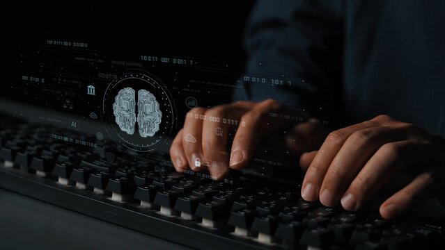 AI brain network powered by machine learning processes vast data through intelligent connections, enabling smart decisions, analysis, and autonomous systems. Marrow