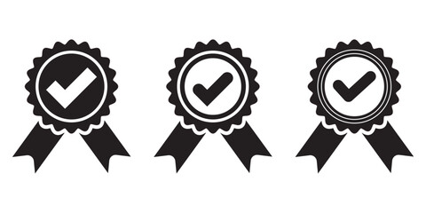 Accreditation icon. Set the company's product quality certificate is compliant the check mark symbol represents the standard quality control. approval icon. certified badge icon. EPS 10.