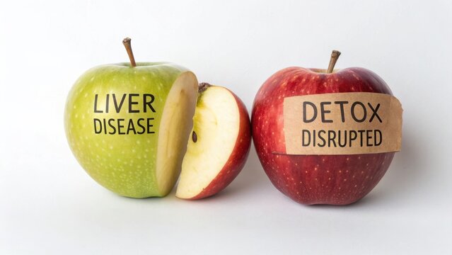 Visual Representation of Liver Disease and Detox Disruption Using Apples for Health and Nutrition Awareness