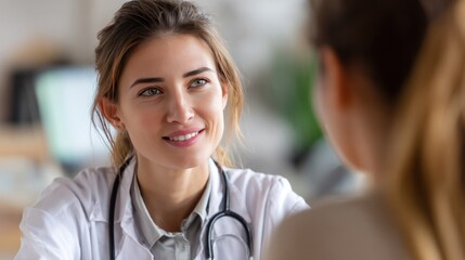 Empathetic Consultation: A caring doctor provides support, empathy, and advice, fostering a bond of trust with patient in medical office, depicting hope and understanding.