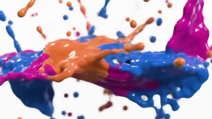 Abstract dynamic paint splash animation showing a blend of vibrant colors in fluid motion - Powered by Adobe