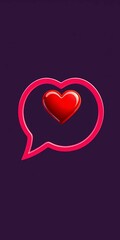 Red heart pin icon set within a speech bubble, symbolizing love and social media engagement, eps vector,  online,  connection