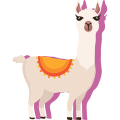 Obraz premium Pixelated Llama Illustration in Cream and Orange with Purple Shadow Transparent Background