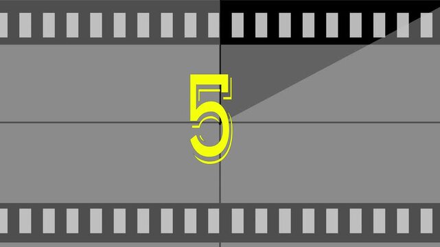 Countdown old film from 10 to 0 number. Vintage old film movie timer count in grey retro style animation Perfect for vintage intros, movie openings, cinematic projects, and classic film presentations