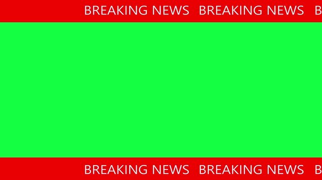 News lower third background overlay template with green screen, TV broadcast style animation for breaking news or live updates .Breaking news lower third 3rd chyron l3rd loop 4k 