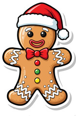Glossy Cheerful Gingerbread Man with Bow Tie