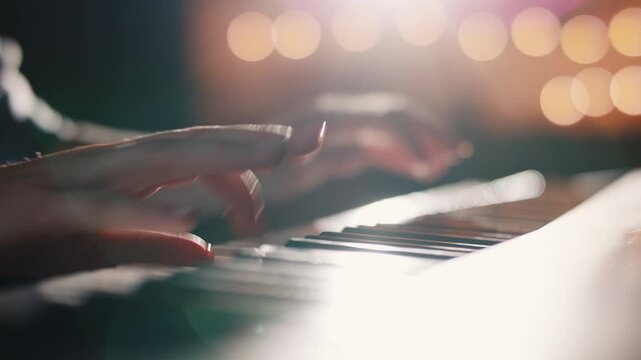 Slow Motion Piano Hands Creating ASMR Sensory Calm Soft Touch Mood Gentle Keys Warm Light Bokeh Emotional Texture Quiet Sound Relaxation Focus Creative Flow Soothing Slow Aesthetic