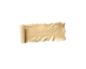 Torn beige masking tape piece isolated on transparent background