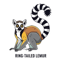 Obraz premium Lemur Collection of Wild Animal Vector Illustrations