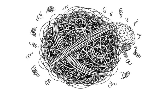 Brain Fog Concept Mental Health Illustration of Confusion and Cognitive Dysfunction
