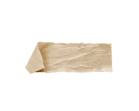 Torn beige paper strip with rough edges isolated on transparent background
