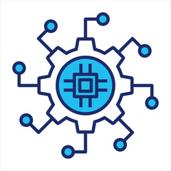 Smart systems icon vector illustration in blue duo-tone style