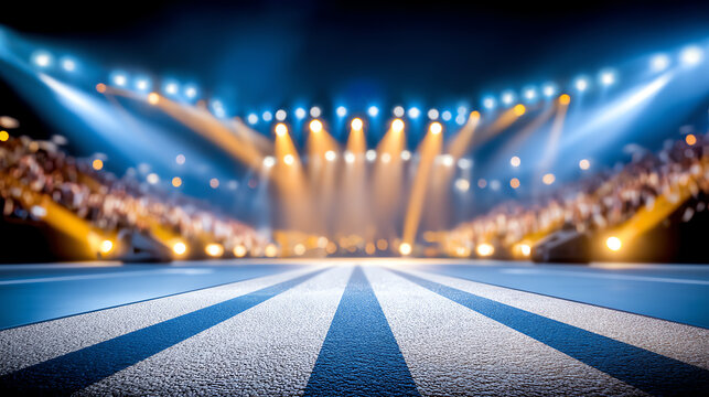 A vibrant stage illuminated with bright lights, setting the ambiance for an exhilarating performance experience.