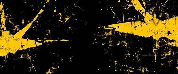 Abstract grunge frame, distressed yellow scratches on black, abstract,  distressed