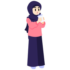 Cute hijabi girl wearing a pink outfit
