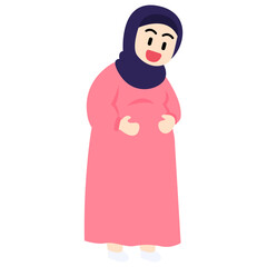 A pregnant hijabi woman wearing a pink outfit