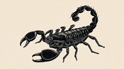 Scorpion silhouette with raised tail, bold minimal vector perfect for desert, zodiac, or mysterious wildlife designs.