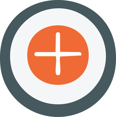 Obraz premium Circular plus symbol icon representing addition, creation, and more. Clean, modern flat vector graphic for user interface buttons on web and mobile apps