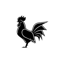 Obraz premium Majestic Rooster Illustration A Symbol of Dawn and Rural Charm, Rendered in Clean Black and White Lines