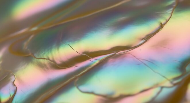 Shimmering iridescent surface with liquid texture for abstract designs