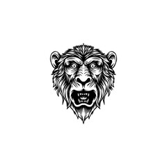 black and white illustration logo of the monkey king