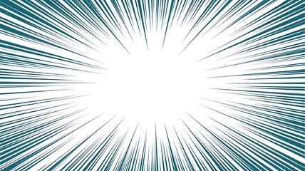 Abstract radial burst of light and energy emanating from a bright white center against a teal blue background