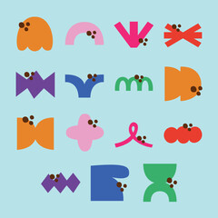 Colorful Abstract Shapes with Cute Decorative Accents