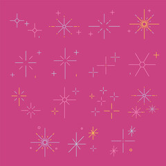 Colorful Sparkle Star Elements for Decorative Design