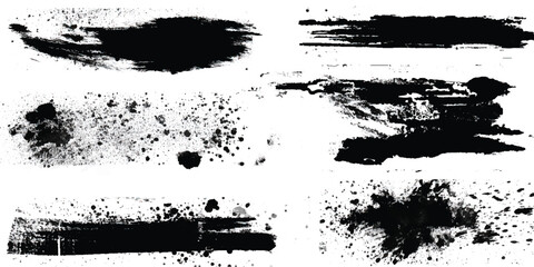 Abstract design with bundle of different ink brush strokes .Paintbrush set template. Grunge brushes collection. Brush stroke paint border in ,Dirty textures of banners, boxes, frames, Painted texture 