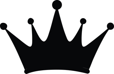 A simple black silhouette image showcasing a regal and ornate crown design