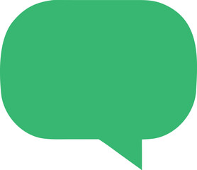 A simple green speech bubble design isolated on a clean white background