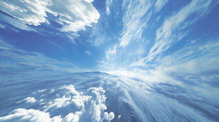 Dramatic Blue Sky with Radiant Sunburst and Clouds