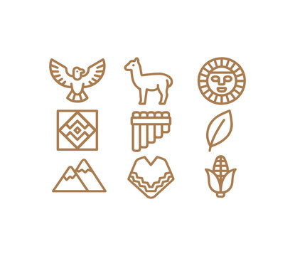 Andean Culture Icons Collection Indigenous Symbols and Nature Elements