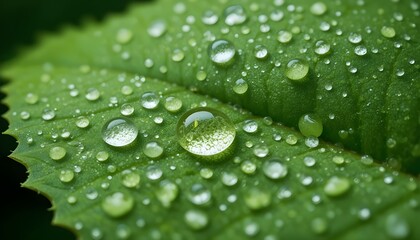 green leaf with water drops