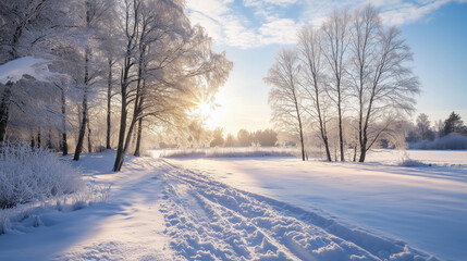 Beautiful snow winter landscape. Winter landscape. Beautiful wintry landscape