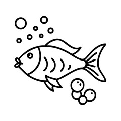Illustration of a fish swimming with bubbles isolated on