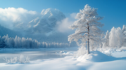 Beautiful snow winter landscape. Winter landscape. Beautiful wintry landscape