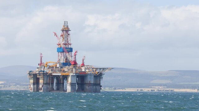 Offshore Oil Rig in North Sea Near Cromarty Scotland