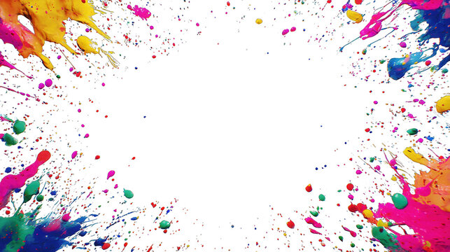 A vibrant splash of colorful paint against a black background, creating an artistic and dynamic frame effect.